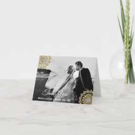 Guld TACK indisk Mandala PHOTO bröllop Kort