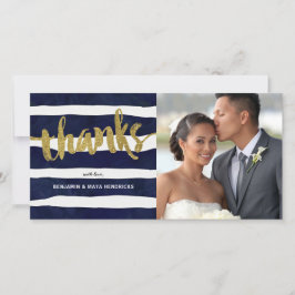 Guld Tack, stripe Bröllop Photo Tack Kort