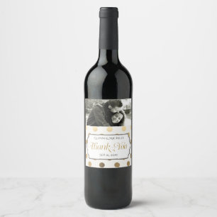 Guld Tack Typography Photo Personligt bröllp Vinflaska Etikett