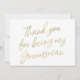 Guld "tackar dig för att vara min groomsman ", tack kort