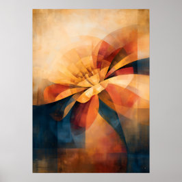 Guld Tagetes Kubistisk Blommig Abstraktion Poster
