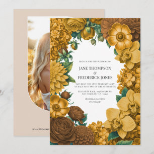 Guld Tagetes, Terra Honung & Umber Krydda Bröllop Inbjudningar