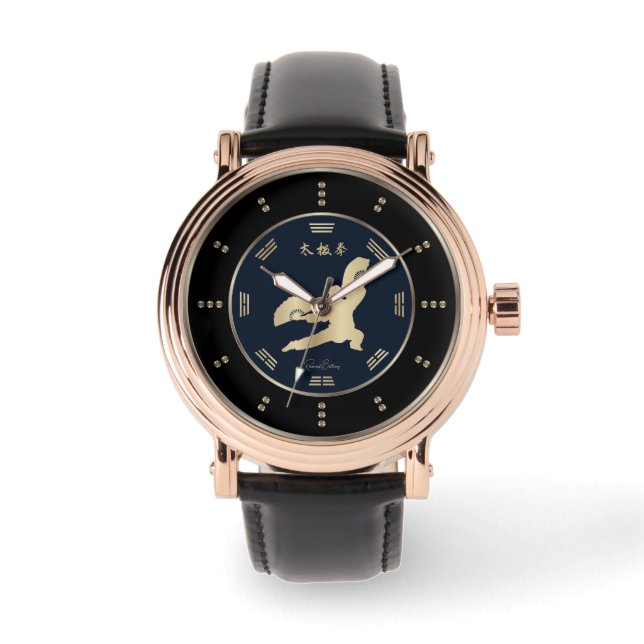 Guld Tai Chi Fläkt Luxury Armbandsur (Framsida)