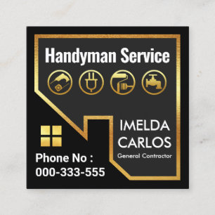 Guld Tak Handyman Verktyg Byggnad Fyrkantigt Visitkort