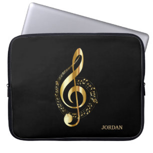 Guld Tangentbord och treble Clef Laptop Fodral