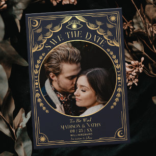 Guld Tarot Gothic Bröllop Photo Save Date Inbjudningar