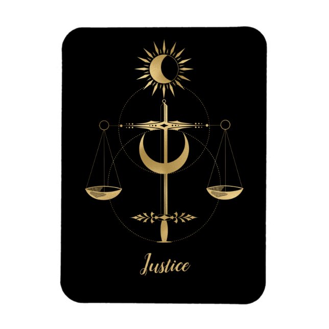 Guld Tarot Justice Symbol Magnet (Vertikal)