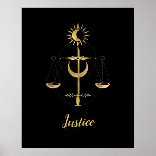 Guld Tarot Justice Symbol Poster
