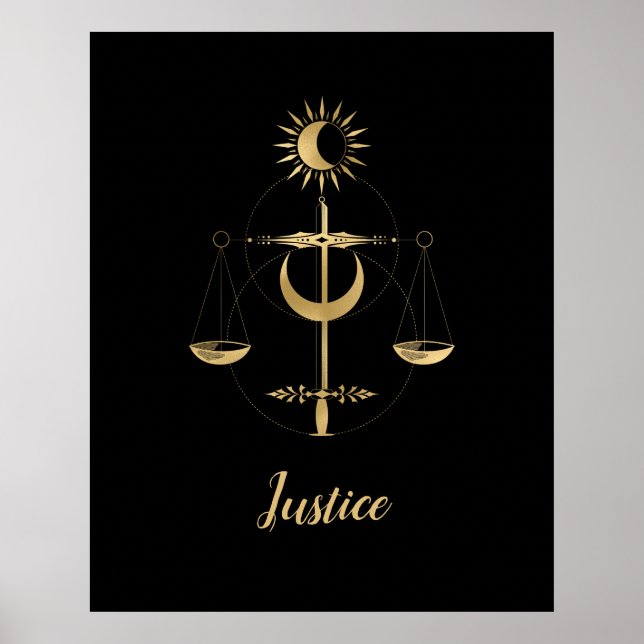 Guld Tarot Justice Symbol Poster (Framsidan)