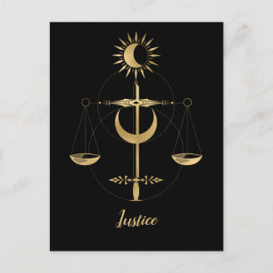 Guld Tarot Justice Symbol Vykort