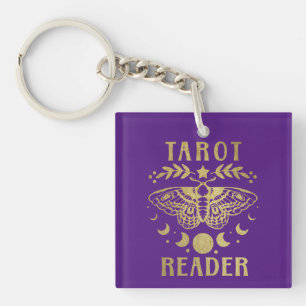 Guld Tarot Reader Måne Phase Moth Stars