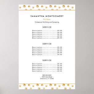 Guld Tass avtryck Professionell Pet Sitter Service Poster