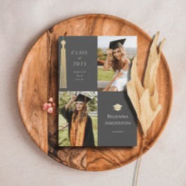 Guld Tassel & Cap 2 Photo Studenten annons Inbjudningar