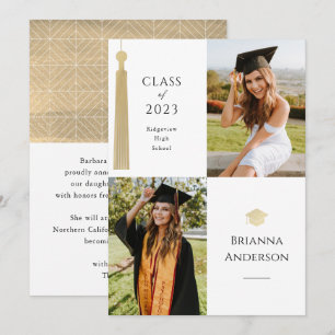 Guld Tassel & Cap 2 Photo Studenten annons Inbjudningar