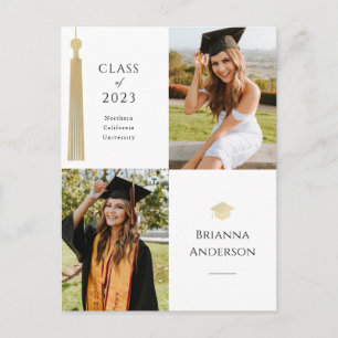 Guld Tassel & Cap 2 Photo Studenten Meddelande Vykort
