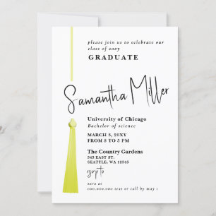 Guld Tassel Modern minimalistiskt foto Studenten Inbjudningar