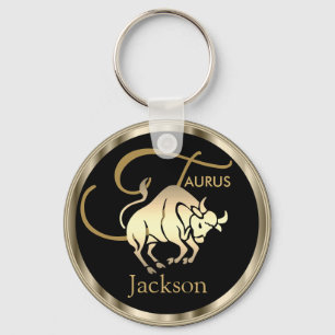 Guld - Taurus ♉ Bull - Zodiac-tecken Nyckelring