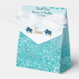 Guld Taurus & Teal Blue Glitter Birthday Presentaskar