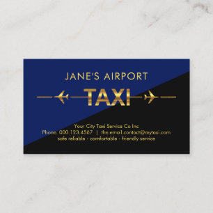 Guld Taxi Flygplats Flygplan Startbana Visitkort