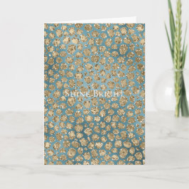 Guld Teal Blue Grönt Glitzy Leopard Skriv ut Kort