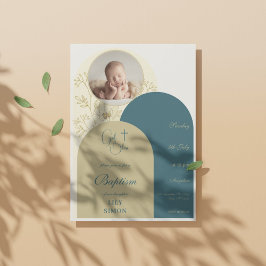 Guld-teal-doktor Baptism Inbjudningar