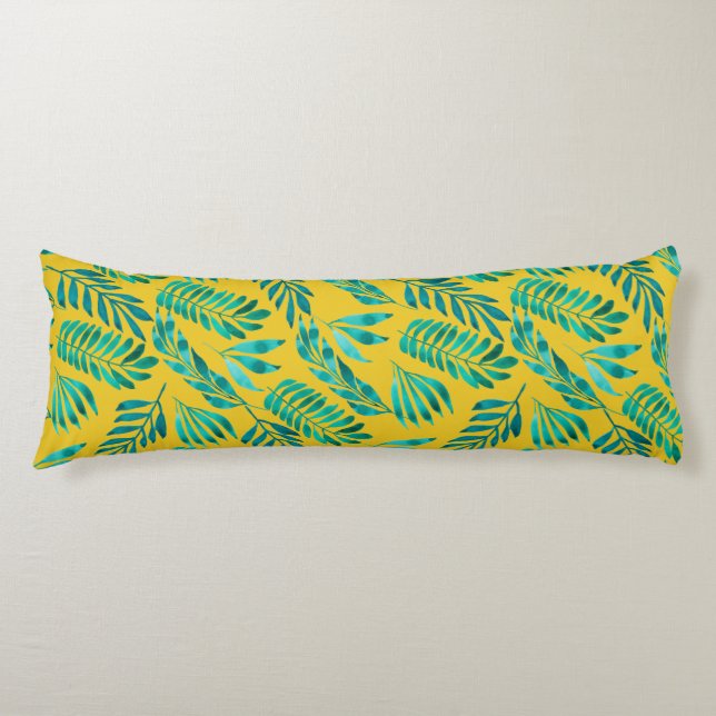 Guld Teal Foliage Löv Chic Snyggt Bedding Kroppskudde (Framsidan)