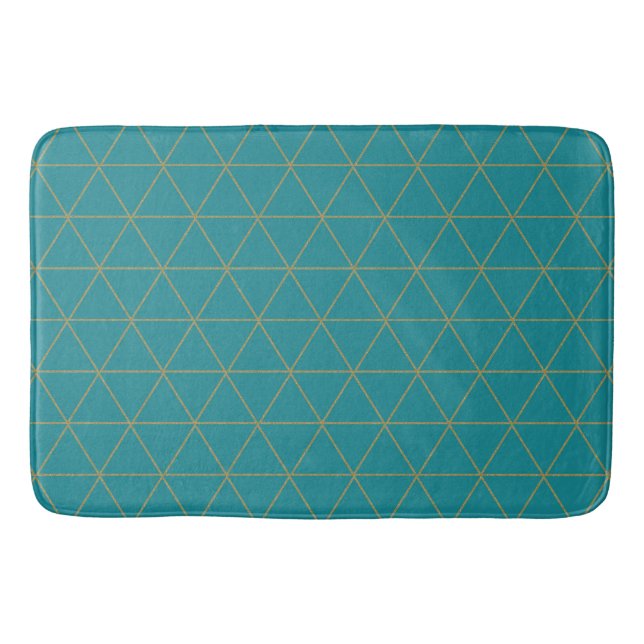 Guld Teal Geometric Triangles Boho Glam Minimalist Badrumsmatta (Framsidan)