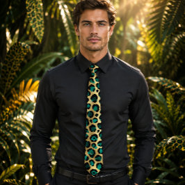 Guld & Teal Glam Leopardtryck Slips