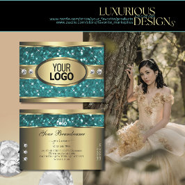 Guld Teal Glitter Luminous Stars Diamonds lägger t Visitkort