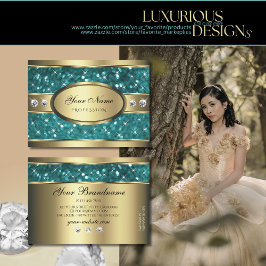Guld Teal Glitter Luminous Stars Diamonds Quality Visitkort