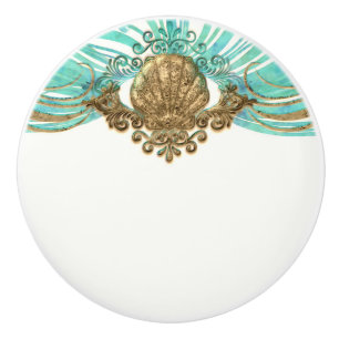Guld & Teal Sjöskal Glam Strand Elegant Dekor Knopp