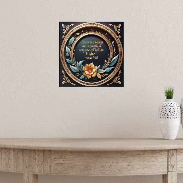 Guld Teal Verona Solnedgång Bibelvers Anpassningsb Poster (Skapare uppladdad)