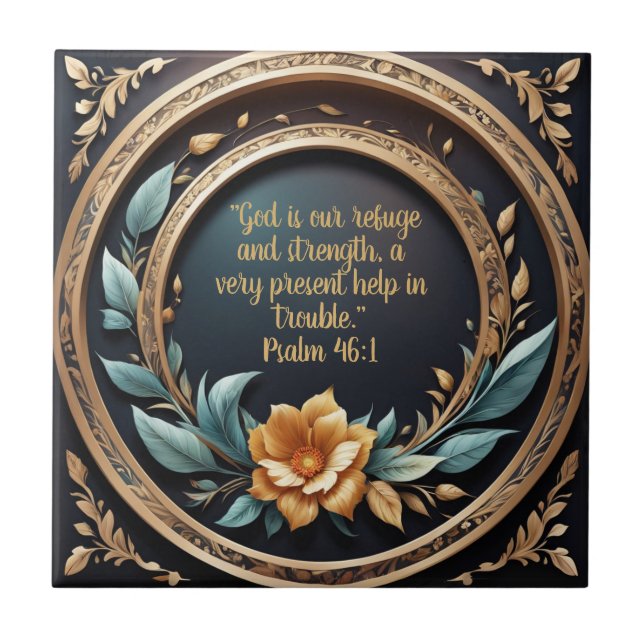 Guld Teal Verona Sunset Bible Verse Anpassadet Kakelplatta (Framsidan)