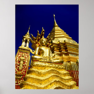Guld- tempel - Chiang Mai - Thailand Poster