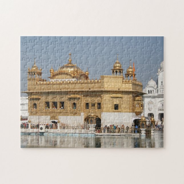 Guld- tempel Harmandir Sahib Amritsar norr Indien Pussel (Horisontell)