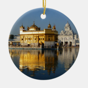 Guld- tempel julgransprydnad keramik