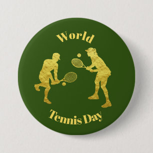 Guld Tennis Players Silhouettes Button Knapp