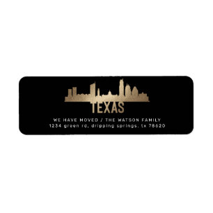 guld texas Flytta Announcement returadress Labe Etikett