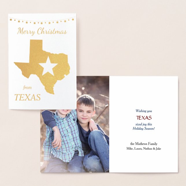 Guld Texas Star Photo Template - jul Folierat Kort (Display)