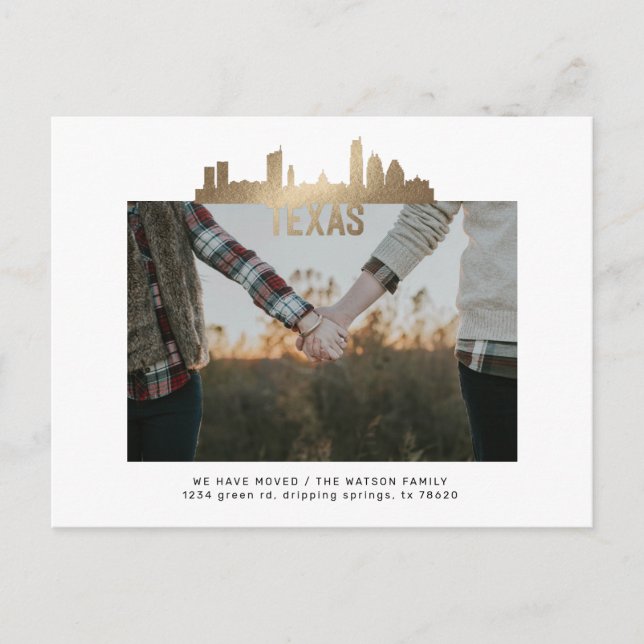 guld texas statlig Flyttningsmeddelande vykort (Framsida)