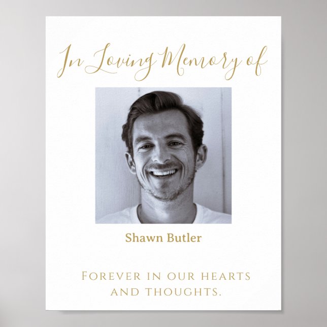 Guld-text i Loving Memory, Elegant bröllop-tecken Poster (Framsidan)