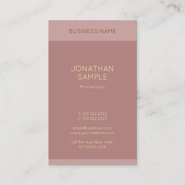 Guld Text Namn Elegant Modern Professionell Modern Visitkort (Framsida)