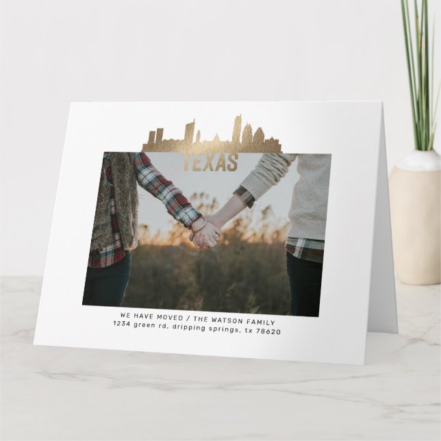 guld textas state Flytta Announcement Card Kort (Framsida)