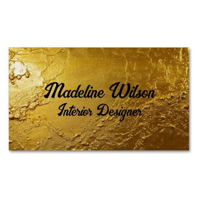 Guld Texturerad Magnetiska Visitkort (Framsida)