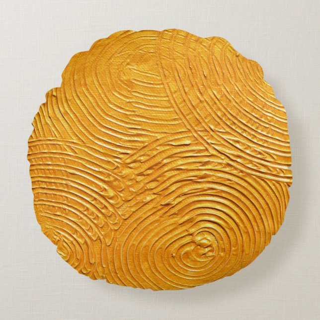 Guld texturerad yta, guldbakgrund, målarfärg rund kudde (Framsidan)