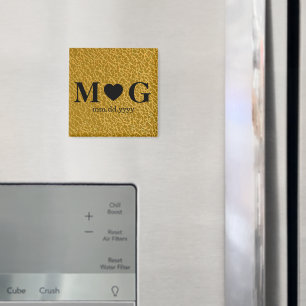 Guld texturerat monogram med Heart Magnet för Kärl