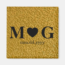Guld texturerat monogram med Heart Magnet för Kärl