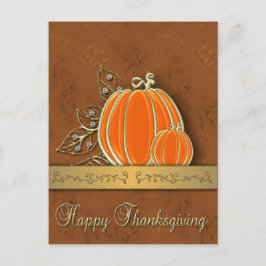 Guld Thanksgiving Pumpkin Löv Helg Vykort