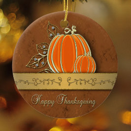 Guld Thanksgiving Pumpkin Löv Julgransprydnad Keramik