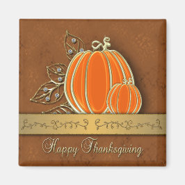Guld Thanksgiving Pumpkin Löv Magnet
